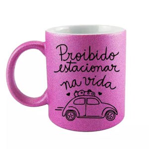 Proibido estacionar na vida, caneca rosa divertida, presente humor para motoristas.