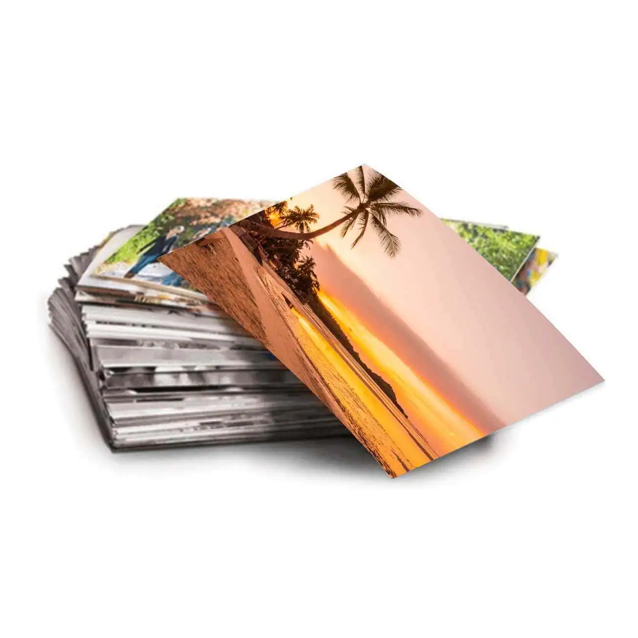 Fotos de pôsteres com paisagens de praia ao pôr do sol, ideal para decoração de ambientes e captação de atenção.